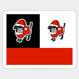 Cute Christmas Santa Dogs on Black White and Red Sticker